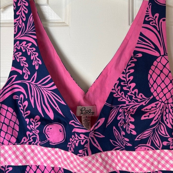Vintage Lilly Pulitzer Pink and Navy Patterned Top - Size 6 - Picture 4 of 9